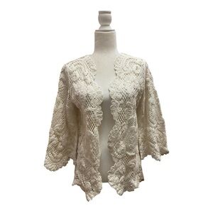 Soft Surroundings Womens Lace Open Cardigan Top Bell Sleeve Cottage Core